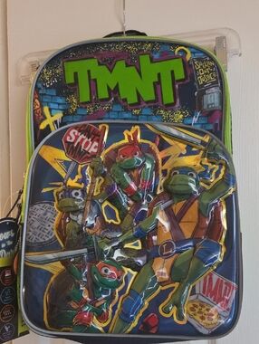 Nickelodeon TMNT Kids Backpack in Navy Blue & Lime Green